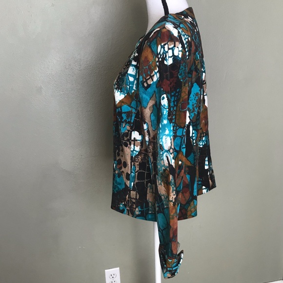 Requirements Brown Blue White Print Jacket M - Picture 3 of 5